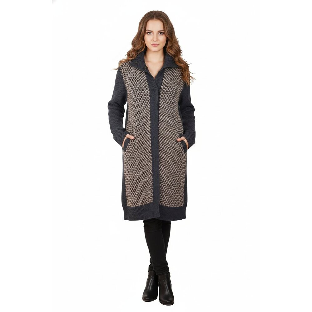 Antik Batik Collection Women’s Coat Wool Long Jacket Honeycomb Knits Size L - Picture 1 of 7